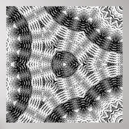 Checkered Sine Wave Distortion Mirrored 8x8x3x Poster