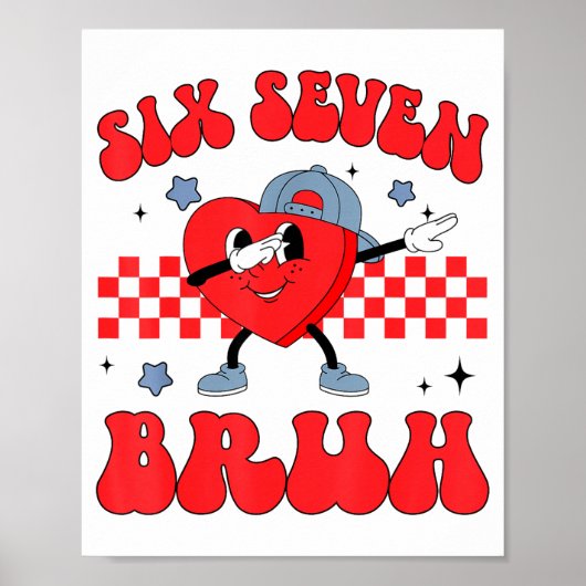 Checkered Six Seven Bruh Hearts 67 Valentines Day  Poster (Voorkant)