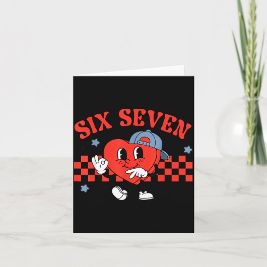 Checkered Six Seven Cool Hearts 67 Valentines Day Kaart (Voorkant)