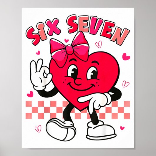 Checkered Six Seven Cool Hearts 67 Valentines Day Poster (Voorkant)