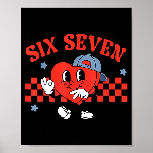 Checkered Six Seven Cool Hearts 67 Valentines Day  Poster (Voorkant)