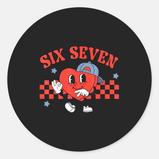 Checkered Six Seven Cool Hearts 67 Valentines Day Ronde Sticker (Voorkant)