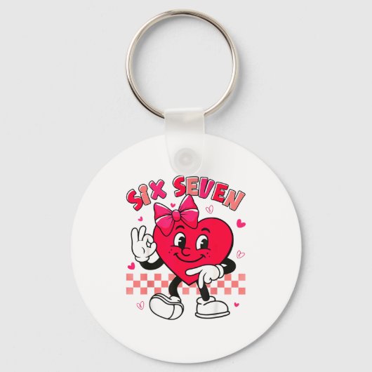 Checkered Six Seven Cool Hearts 67 Valentines Day  Sleutelhanger (Voorkant)