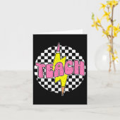 Checkered Teach Pencil Lightning Bolt Back To Scho Kaart (Gele Bloem)