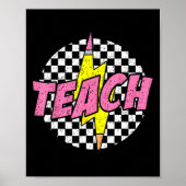 Checkered Teach Pencil Lightning Bolt Back To Scho Poster (Voorkant)