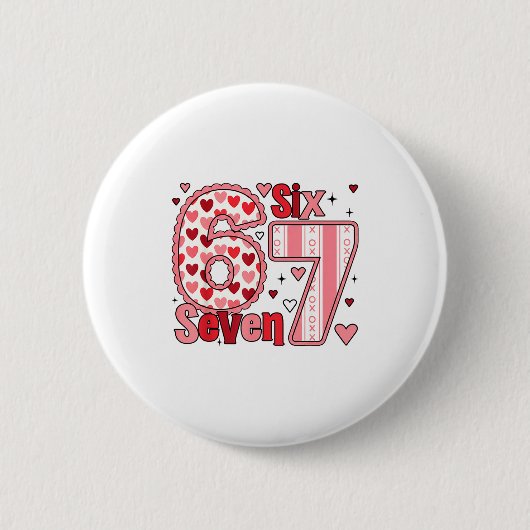 Checkered Valentine Cute Six Seven 6 7 Meme Teens  Ronde Button 5,7 Cm (Voorkant)