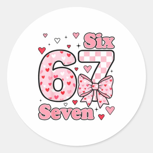 Checkered Valentine Cute Six Seven 6 7 Meme Teens  Ronde Sticker (Voorkant)