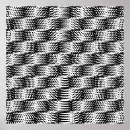 Checkered Wave Distortion BW Poster