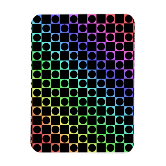 Checkers & Cirkels, Regenboog & Zwart Magneet (Verticaal)
