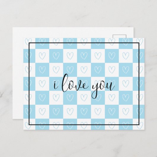 Checkers en harten briefkaart (Voorkant / Achterkant)