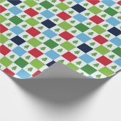 Checkers kerstboom patroon - rood, groen, blauw cadeaupapier (Hoek)