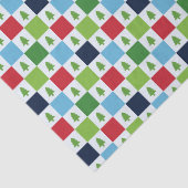 Checkers kerstboom patroon - rood, groen, blauw tissuepapier (Detail)