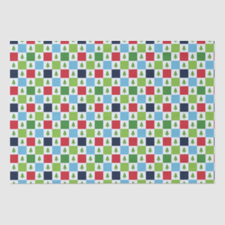 Checkers kerstboom patroon - rood, groen, blauw tissuepapier