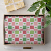 Checkers kerstboom patroon - rood, roze, groen tissuepapier (Geschenk)