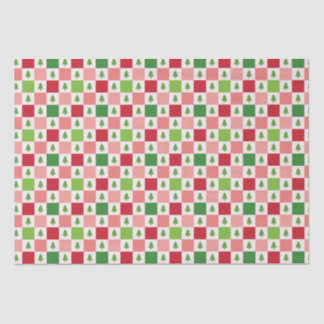 Checkers kerstboom patroon - rood, roze, groen tissuepapier