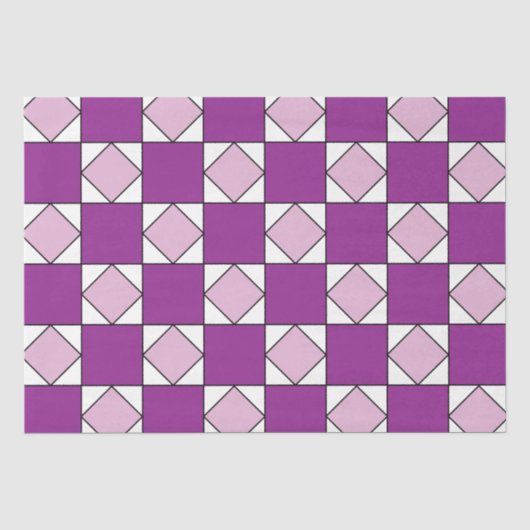 Checkers Paarse vierkante diamantcheckers Tissuepapier (Voorkant)