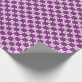 Checkers Paarse Vierkante Ruit Checkers Cadeaupapier (Hoek)