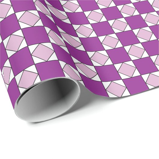 Checkers Paarse Vierkante Ruit Checkers Cadeaupapier (Rol Hoek)