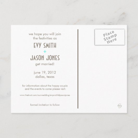 Checkers + Stippen- Aangepaste datum opslaan - Bla Aankondigingskaart (Achterkant)