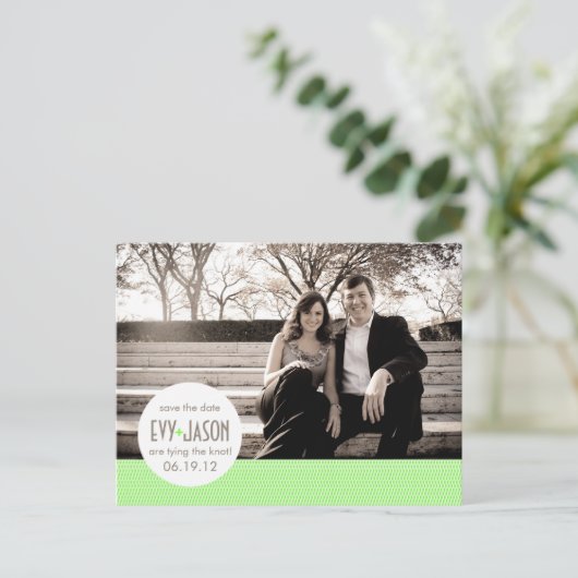 Checkers + Stippen- Aangepaste datum opslaan - Lim Aankondigingskaart (Staand voorkant)