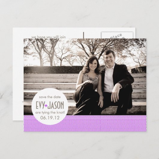 Checkers + Stippen- Aangepaste Save the Date - Lav Aankondigingskaart (Voorkant / Achterkant)