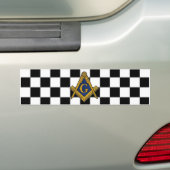 Checkers vrijmetselaars plein en kompas bumpersticker (Op auto)