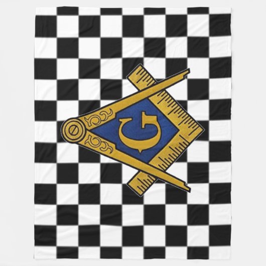 Checkers vrijmetselaars plein en kompas fleece deken (Voorkant)