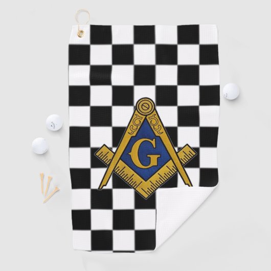 Checkers vrijmetselaars plein en kompas golfhanddoek (Insitu)