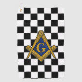 Checkers vrijmetselaars plein en kompas golfhanddoek (Voorkant)
