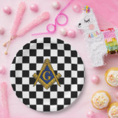 Checkers vrijmetselaars plein en kompas papieren bordje (Feest)