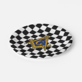Checkers vrijmetselaars plein en kompas papieren bordje (Gekanteld)