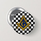 Checkers vrijmetselaars plein en kompas ronde button 5,7 cm (Voorkant /achterkant)