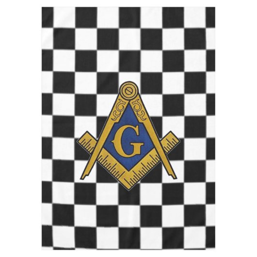 Checkers vrijmetselaars plein en kompas tafelkleed (Voorkant)
