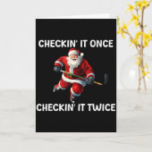 Checkin' It Once Checkin' It Twice Santa Hockey Ch Kaart (Gele Bloem)