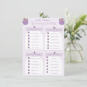 Checklist Baby shower Paarse-meisjesventilator Kaart (Staand voorkant)