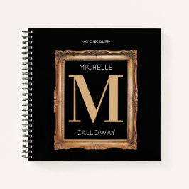 Checklist Chic Black & Gold Monogram Notitieboek