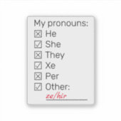 Checklist neopronouns sticker (Voorkant)