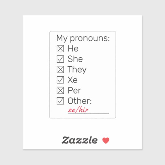 Checklist neopronouns sticker (Vel)