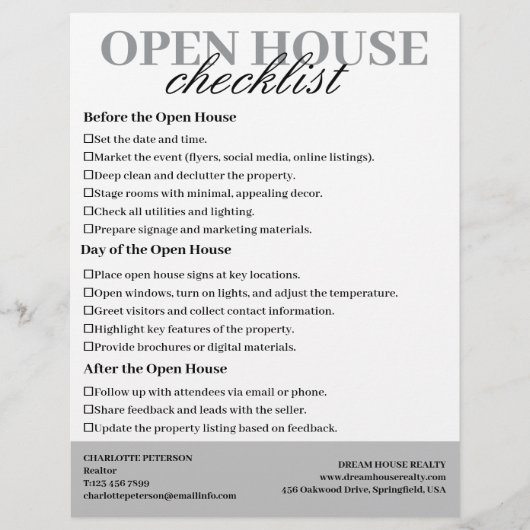 Checklist Open Huis voor Makelaars Flyer (Voorkant)