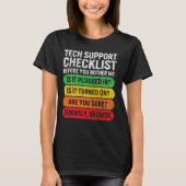 Checklist Programmer van Sysadmin Tech Support T-shirt (Voorkant)