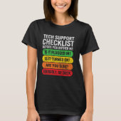 Checklist Programmer van Sysadmin Tech Support T-shirt (Voorkant)