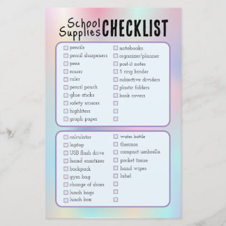 checklist schoolbenodigdheden