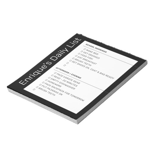 Checklist Simple Morning Eving toDo Personalized Notitieblok (Linkerzijde)