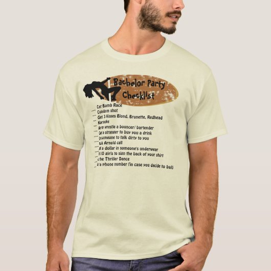Checklist voor Bachelor Party T-shirt (Voorkant)