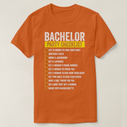 checklist voor bachelor t-shirt (Design voorkant)