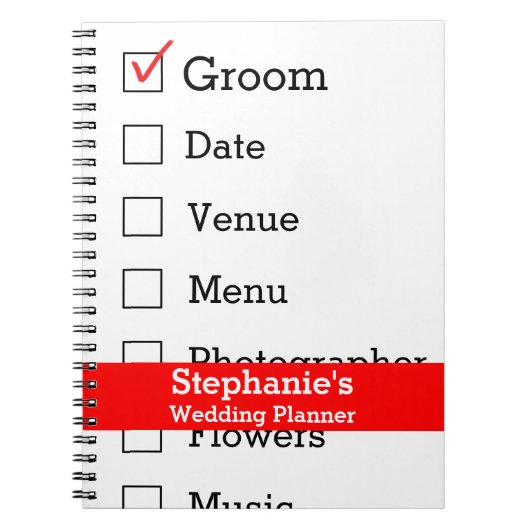 Checklist voor de Gepersonaliseerd trouwplanner Notitieboek (Voorkant)