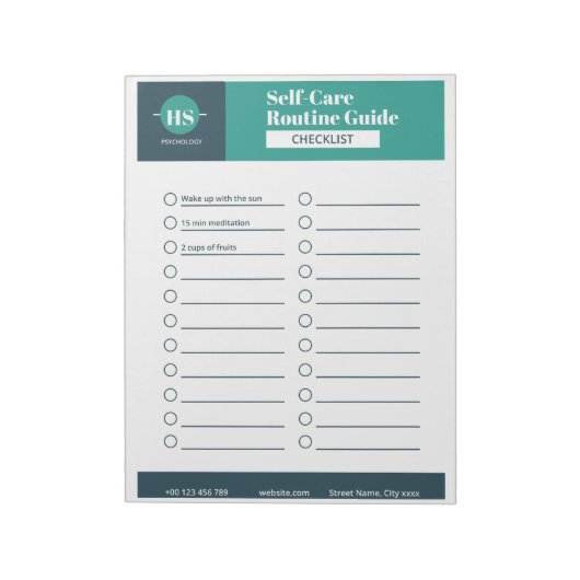 Checklist voor de SelfCare Routine Guide Notitieblok (Linkerzijde)
