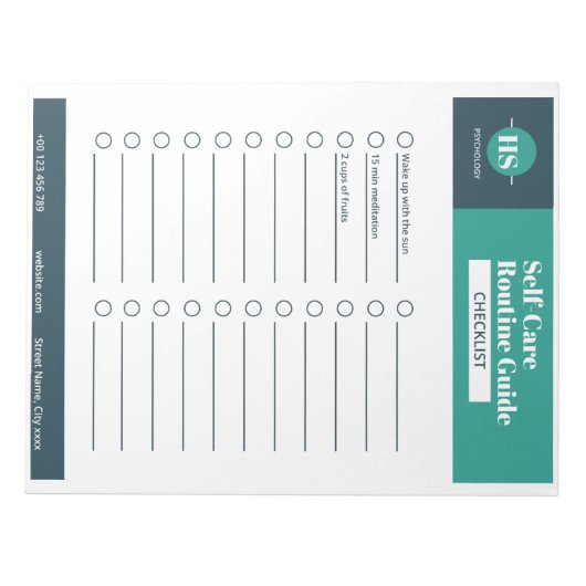 Checklist voor de SelfCare Routine Guide Notitieblok (Voorkant)