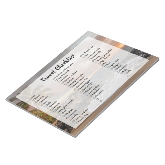 Checklist voor  pakketreizen per bus notitieblok (Schuin)