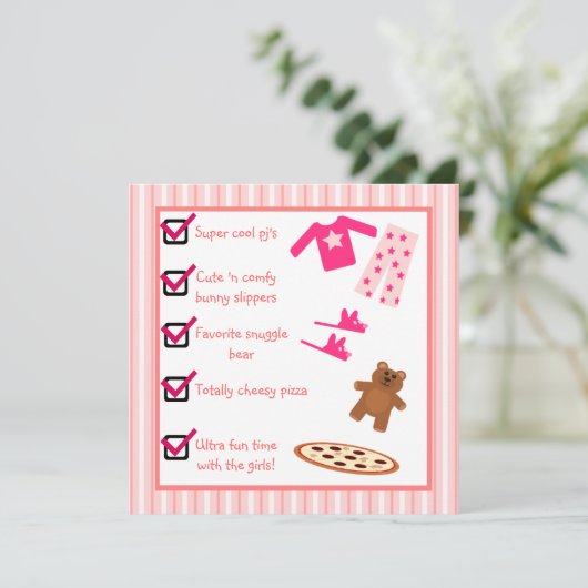 Checklist voor pyjama's met sluippers kaart (Staand voorkant)